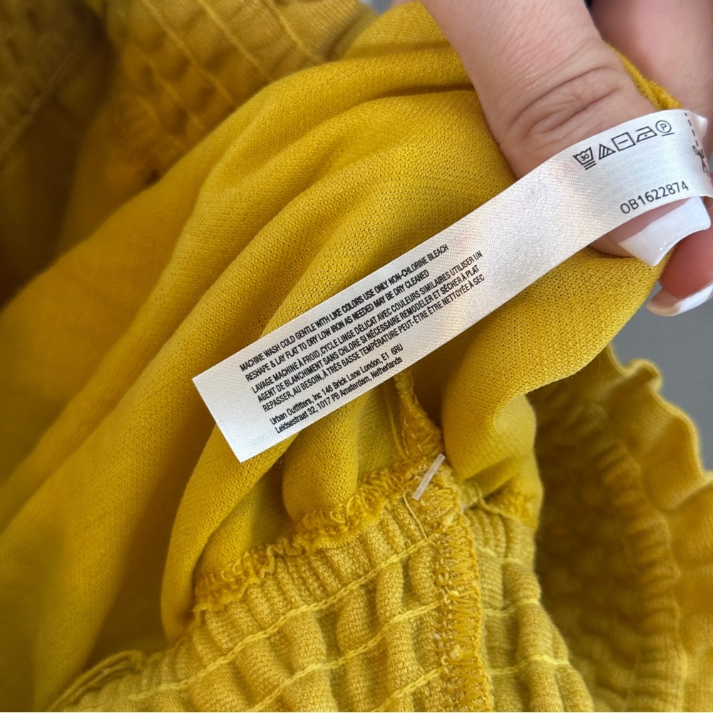 Free People Beach Mustard Balloon Harem Pants Ruched Ankles Pockets NWT Size XS - Picture 7 of 9